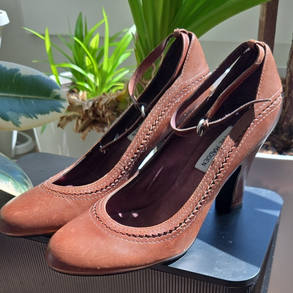Steve Madden Brown Ankle-Strap Heels
